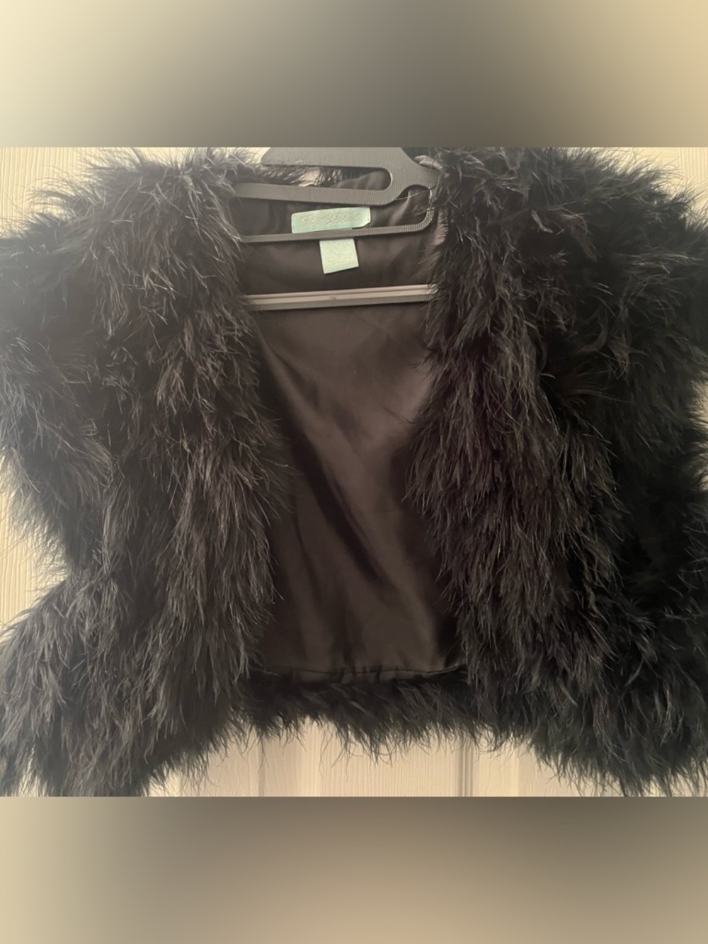 Betsey Johnson Black Faux Fur Jacket with Satin Lining